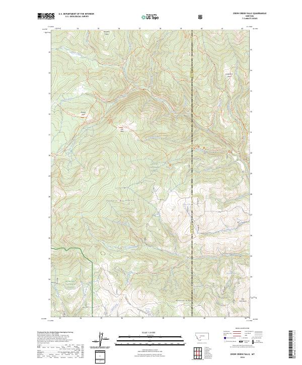 Crow Creek Falls, MT — USGS 7.5-minute topo (2024)