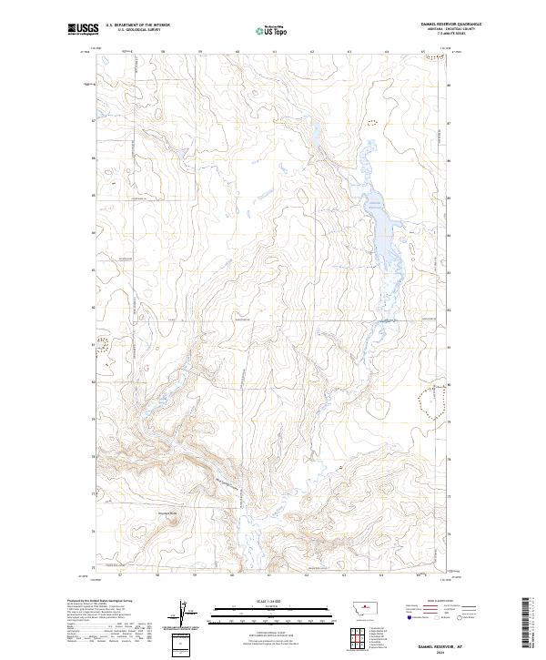 Dammel Reservoir, MT — USGS 7.5-minute topo (2024)