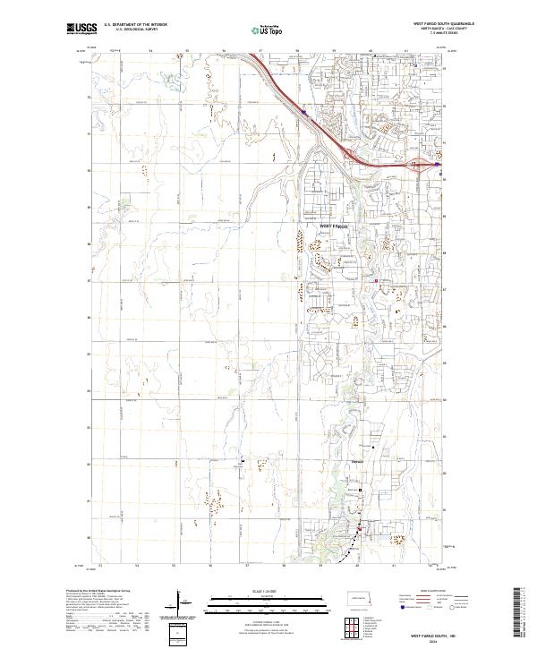 West Fargo South, ND — USGS 7.5-minute topo (2024)