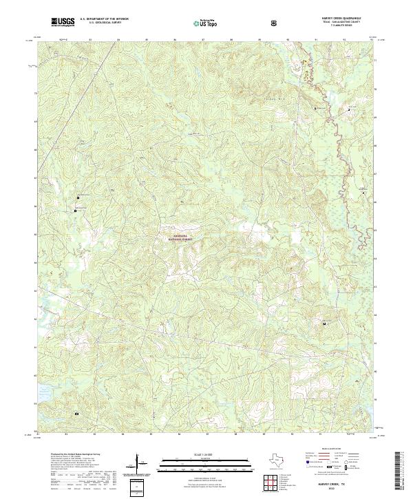 Harvey Creek, TX — USGS 7.5-minute topo (2022)