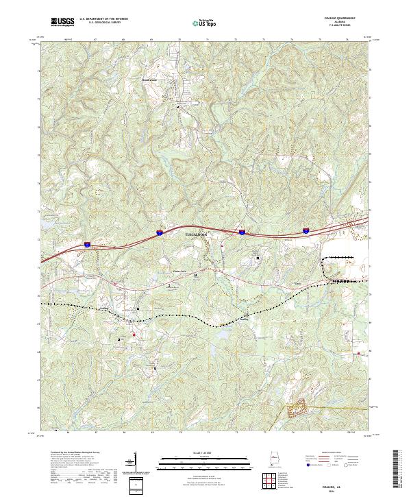 Coaling, AL — USGS 7.5-minute topo (2024)