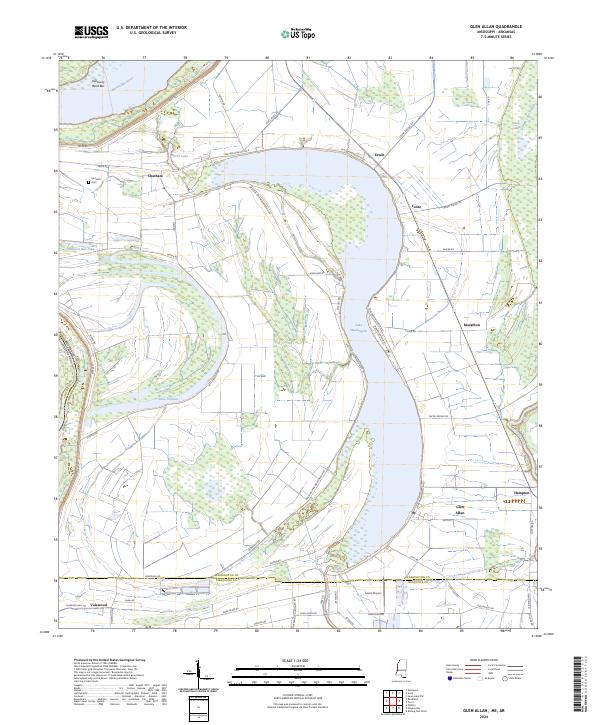 Glen Allan, MS-AR — USGS 7.5-minute topo (2024)
