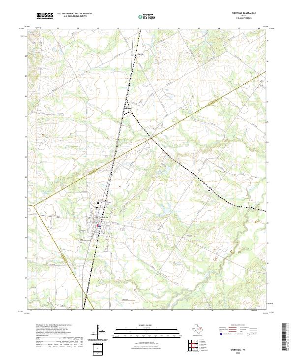 Wortham, TX — USGS 7.5-minute topo (2022)