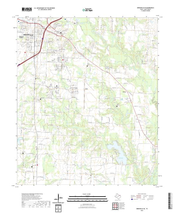 Greenville SE, TX — USGS 7.5-minute topo (2022)