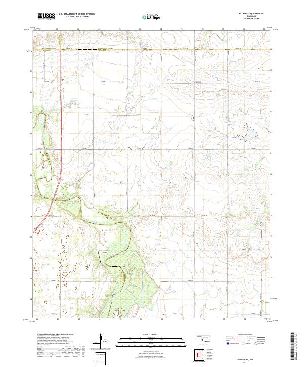 Retrop SE, OK — USGS 7.5-minute topo (2022)