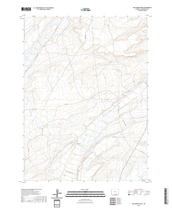 Cow Creek Ranch, WY — USGS 7.5-minute topo (2021)
