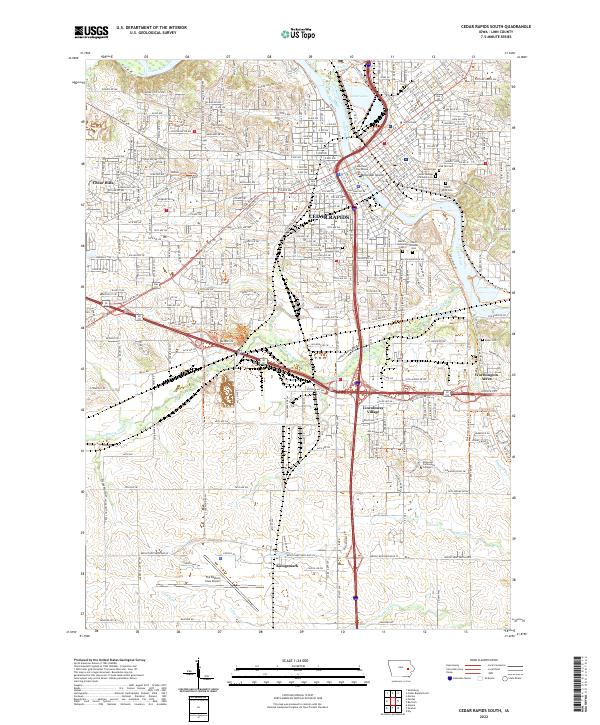 Cedar Rapids South, IA — USGS 7.5-minute topo (2022)