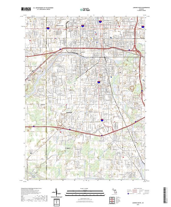 Lansing South, MI — USGS 7.5-minute topo (2023)