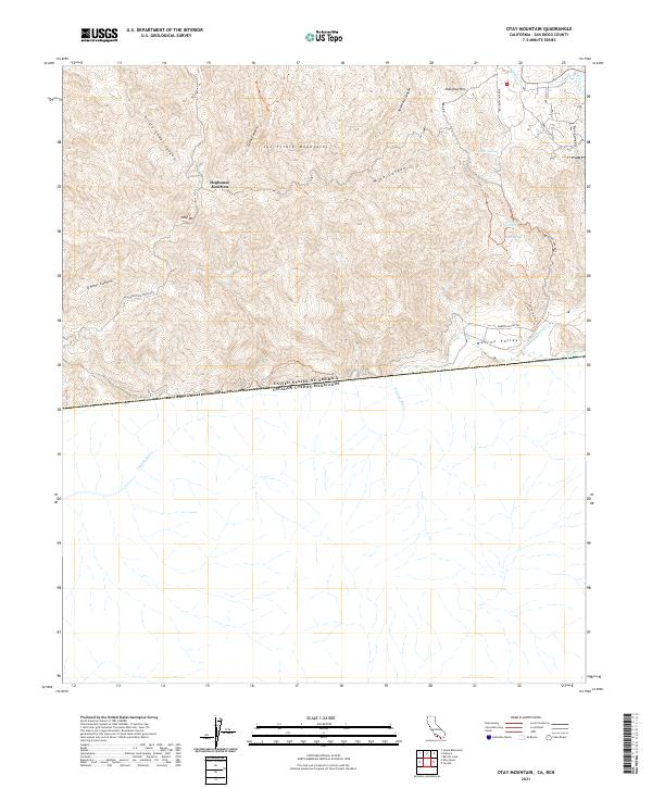 Otay Mountain, CA,BCN, US — USGS 7.5-minute topo (2021)