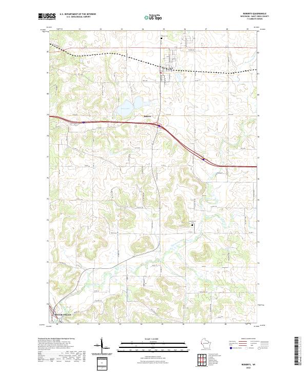 Roberts, WI — USGS 7.5-minute topo (2022)