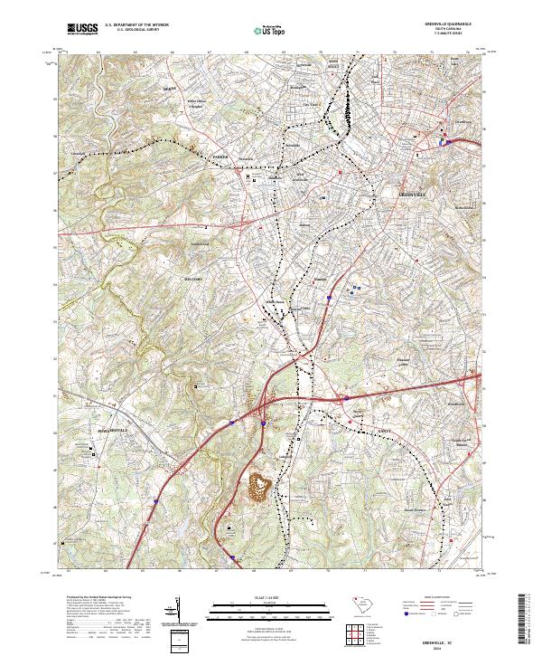 Greenville, SC — USGS 7.5-minute topo (2024)