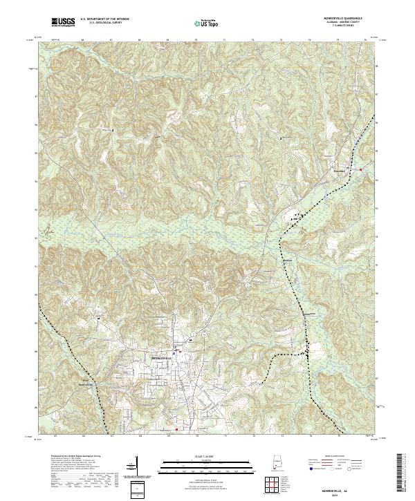 Monroeville, AL — USGS 7.5-minute topo (2024)
