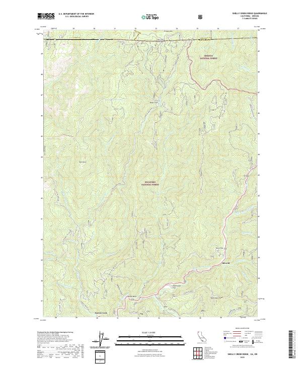 Shelly Creek Ridge, CA-OR — USGS 7.5-minute topo (2022)
