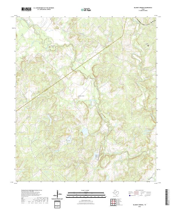 Blanket Springs, TX — USGS 7.5-minute topo (2022)