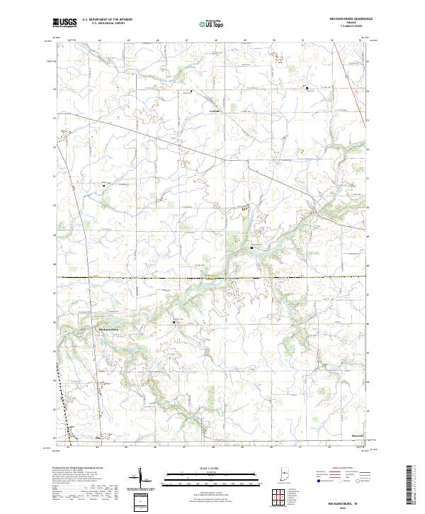Mechanicsburg, IN — USGS 7.5-minute topo (2022)