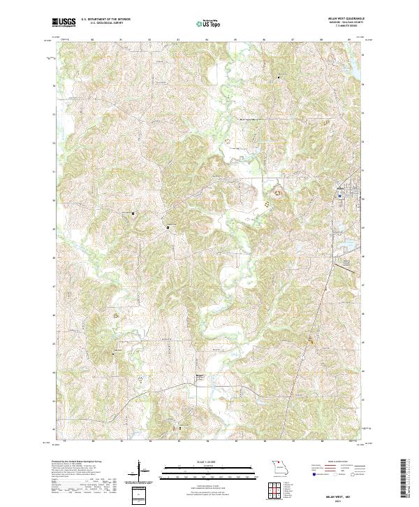 Milan West, MO — USGS 7.5-minute topo (2021)