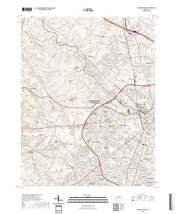 Lexington West, KY — USGS 7.5-minute topo (2022)