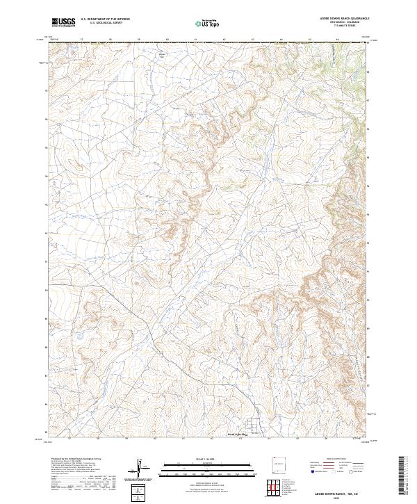 Adobe Downs Ranch, NM-CO — USGS 7.5-minute topo (2023)