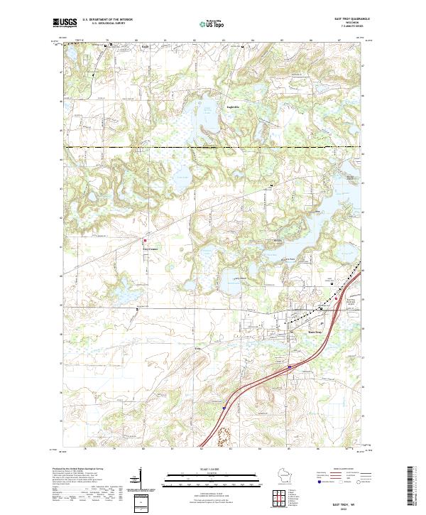 East Troy, WI — USGS 7.5-minute topo (2022)