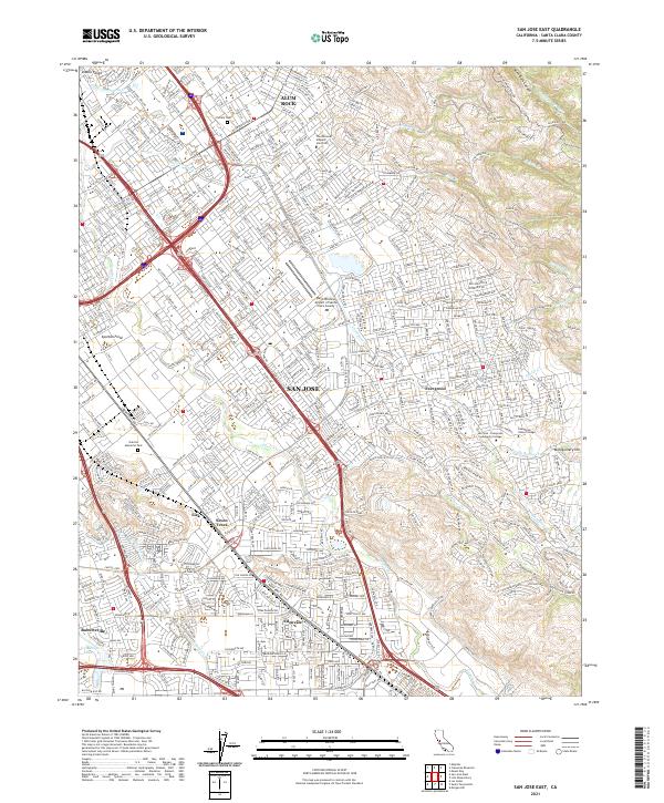 San Jose East, CA — USGS 7.5-minute topo (2021)