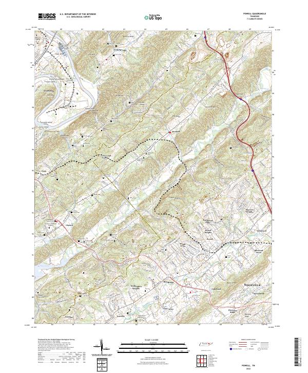 Powell, TN — USGS 7.5-minute topo (2022)