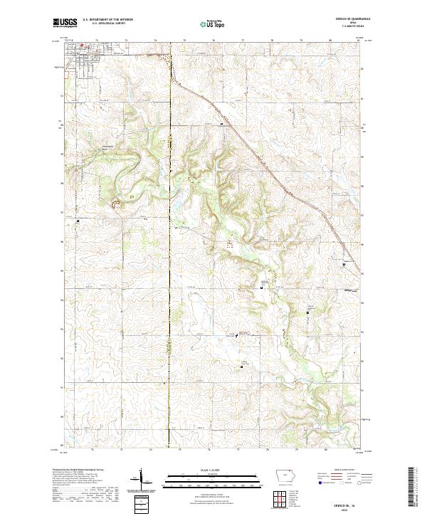 Cresco SE, IA — USGS 7.5-minute topo (2022)