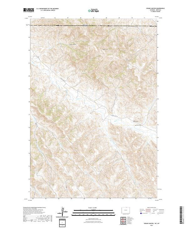 Cedar Canyon, WY-MT — USGS 7.5-minute topo (2021)