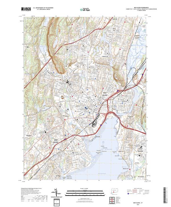 New Haven, CT — USGS 7.5-minute topo (2024)