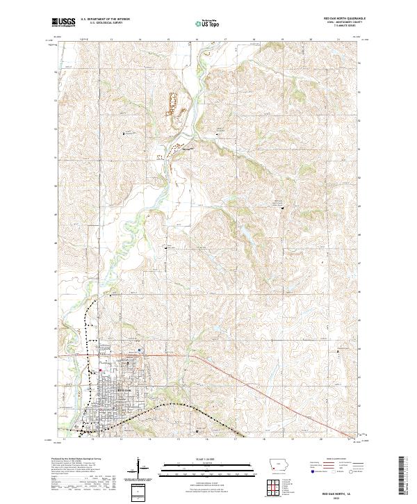 Red Oak North, IA — USGS 7.5-minute topo (2022)