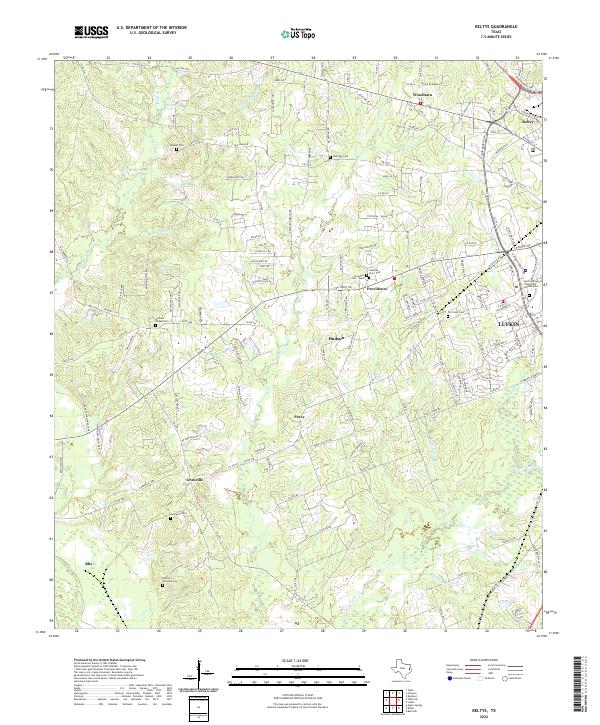 Keltys, TX — USGS 7.5-minute topo (2022)