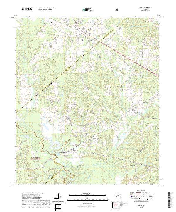 Wells, TX — USGS 7.5-minute topo (2022)