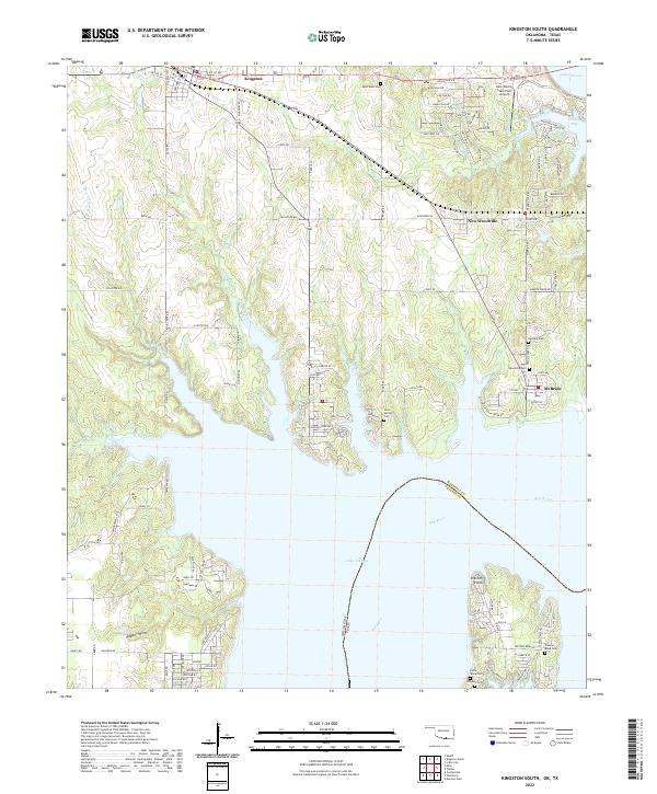 Kingston South, OK-TX — USGS 7.5-minute topo (2022)