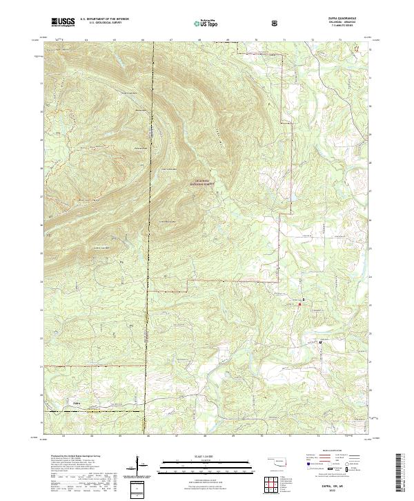 Zafra, OK-AR — USGS 7.5-minute topo (2022)