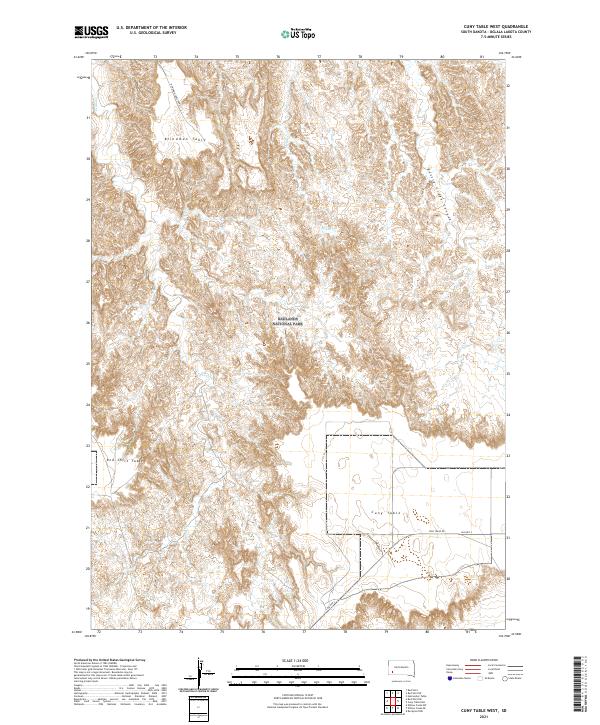 Cuny Table West, SD — USGS 7.5-minute topo (2021)