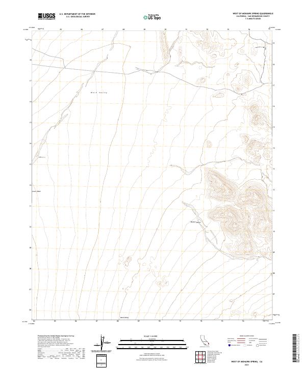 West of Mohawk Spring, CA — USGS 7.5-minute topo (2021)