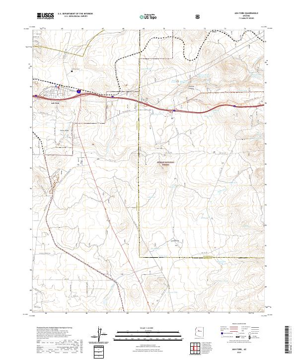 Ash Fork, AZ — USGS 7.5-minute topo (2021)