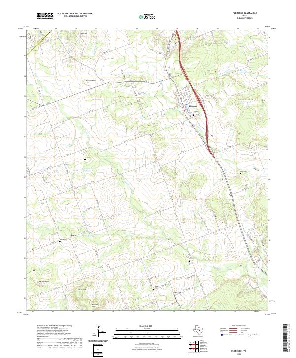 Florence, TX — USGS 7.5-minute topo (2022)