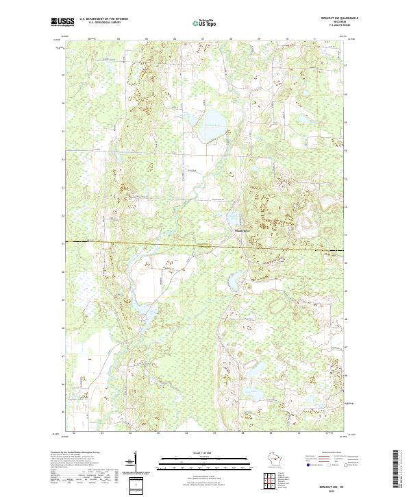 Rosholt NW, WI — USGS 7.5-minute topo (2022)