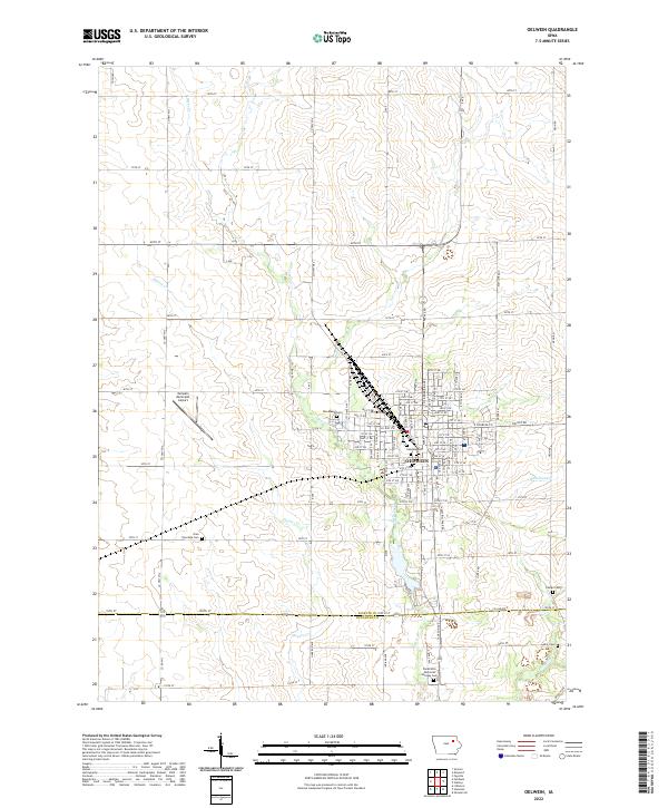Oelwein, IA — USGS 7.5-minute topo (2022)