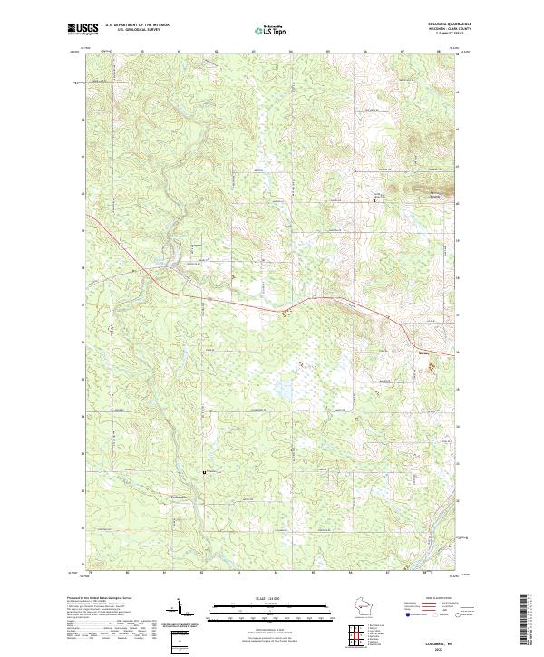 Columbia, WI — USGS 7.5-minute topo (2022)