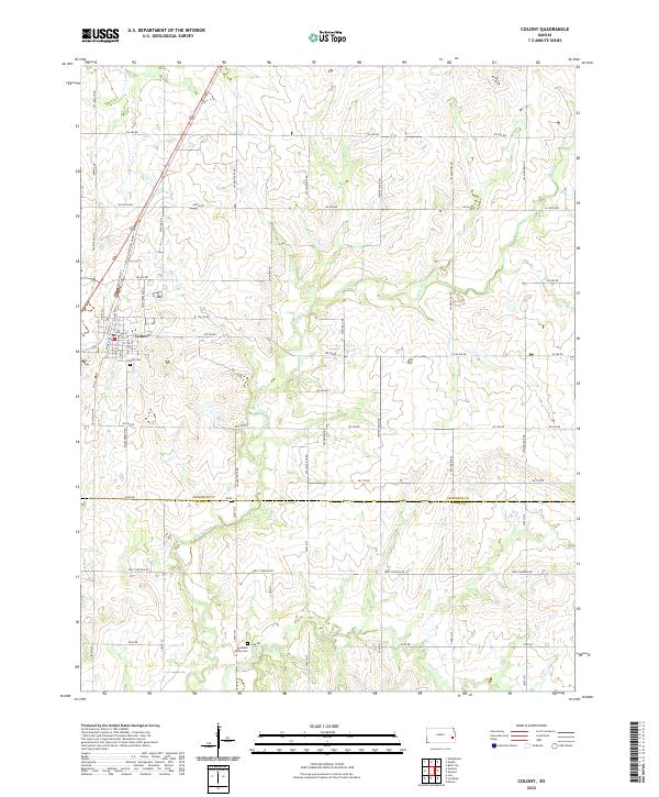 Colony, KS — USGS 7.5-minute topo (2022)