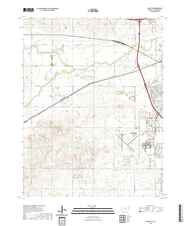 Salina SW, KS — USGS 7.5-minute topo (2022)