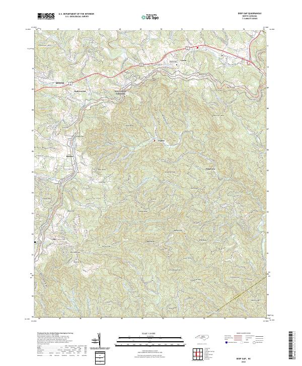 Deep Gap, NC — USGS 7.5-minute topo (2022)