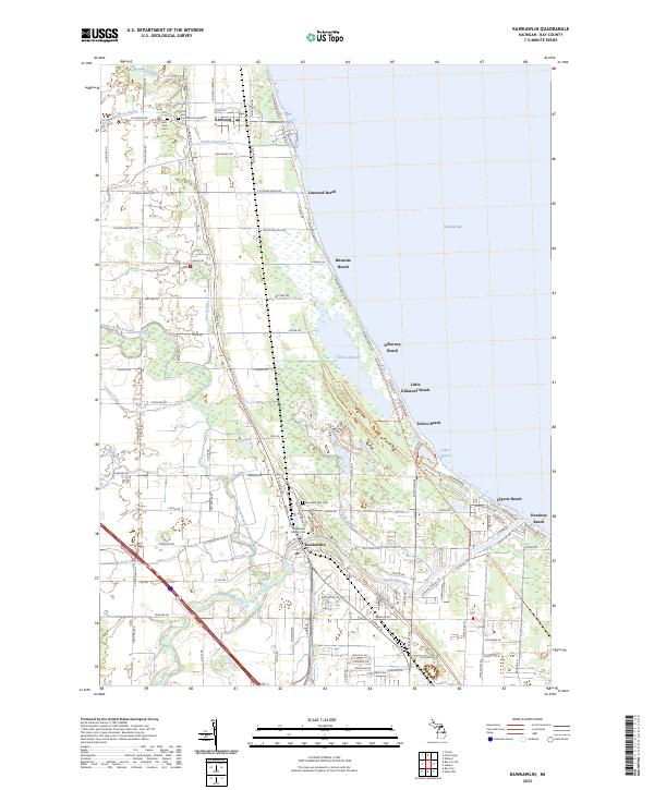 Kawkawlin, MI — USGS 7.5-minute topo (2023)