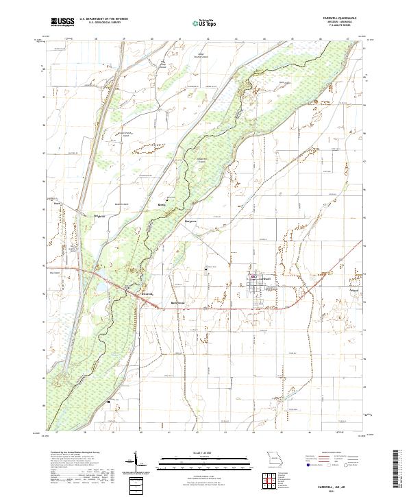 Cardwell, MO-AR — USGS 7.5-minute topo (2021)