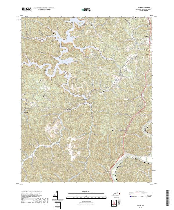 Adams, KY — USGS 7.5-minute topo (2022)