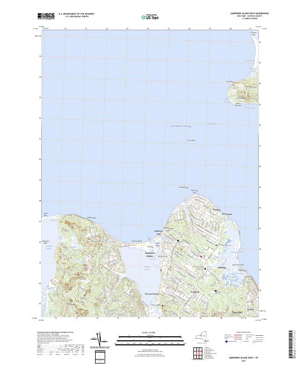 Gardiners Island West, NY — USGS 7.5-minute topo (2023)