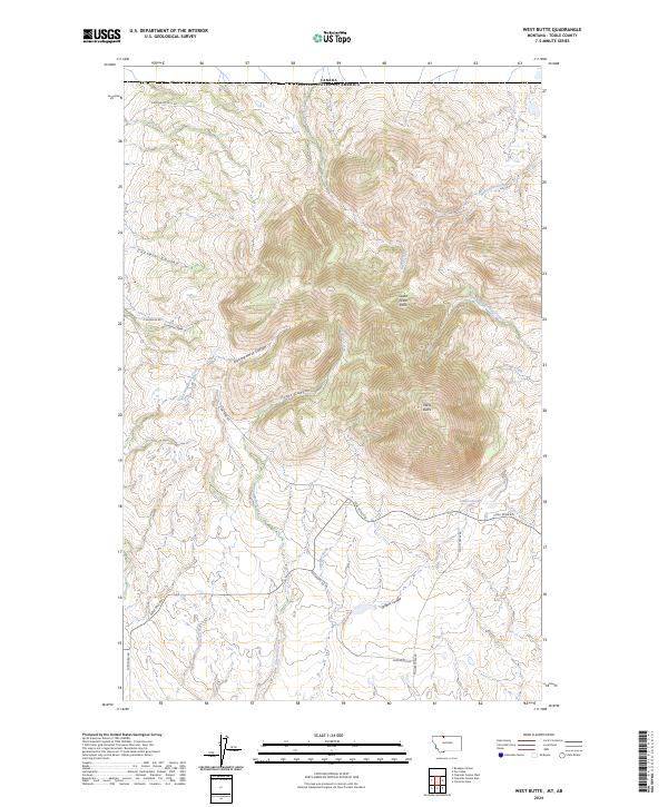 West Butte, MT-AB — USGS 7.5-minute topo (2024)