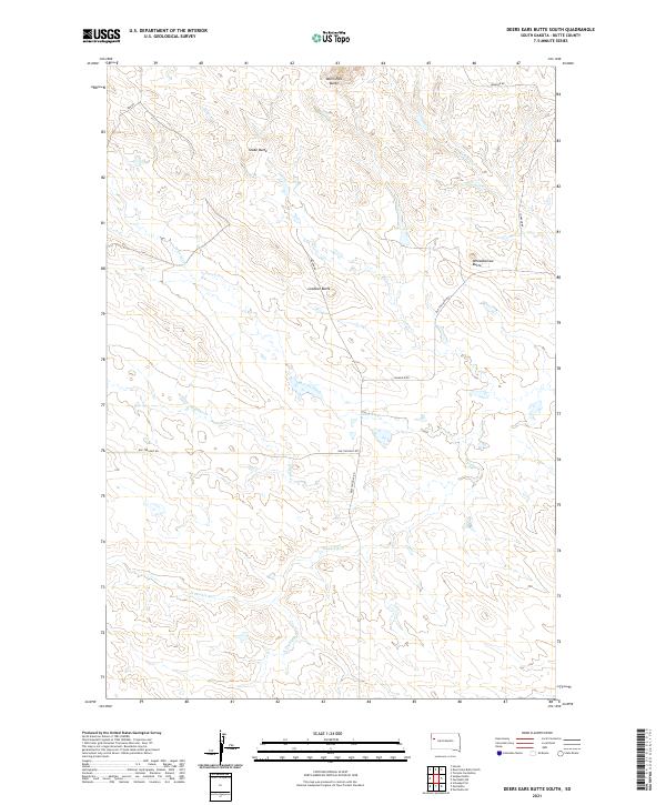 Deers Ears Butte South, SD — USGS 7.5-minute topo (2021)