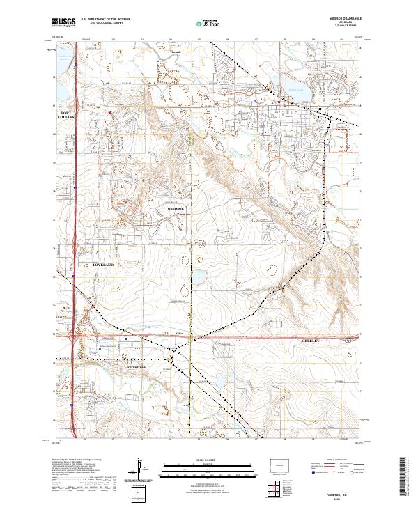 Windsor, CO — USGS 7.5-minute topo (2022)